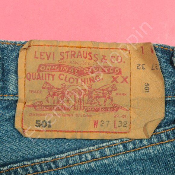Vintage Levis 501 Jeans Womens 27 Blue Original Fit Denim 90s Deadstock - Picture 5 of 10